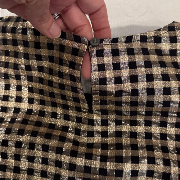 J.Crew Metallic Gold and Black Checkered Blouse Size Small LNWOT - Picture 6 of 8